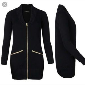 ALL SAINTS thick knit navy zip sweater tunic